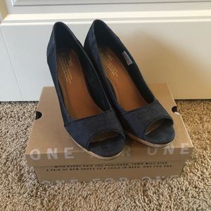 Tom’s wedges, worn once